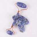 Sodalite Sawtooth Face Roller Natural Stone Body Care Gua Sha Massage Tool Acupuncture Health Beauty Set