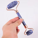 Sodalite Sawtooth Face Roller Natural Stone Body Care Gua Sha Massage Tool Acupuncture Health Beauty Set