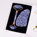 Sodalite Sawtooth Face Roller Natural Stone Body Care Gua Sha Massage Tool Acupuncture Health Beauty Set