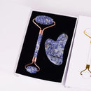 Sodalite Sawtooth Face Roller Natural Stone Body Care Gua Sha Massage Tool Acupuncture Health Beauty Set