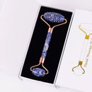 Sodalite Sawtooth Face Roller Natural Stone Body Care Gua Sha Massage Tool Acupuncture Health Beauty Set