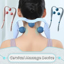 Vibration Cervical Massage Instrument Three-level Adjustment Triple Balls Neck Massager Roller Ergonomic Extended Handle
