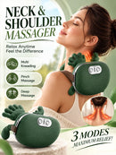 Cervical Neck Massager Shoulder Massager Electric Shiatsu Deep Massage Device with Human Hand Grip Design Wireless Rechargeable