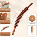 Body Fascia Massager Anti-slip Handle Wood Grooved Gear Arms Legs Thighs Buttocks Smooth Roller Massager For Relaxation〔DD329〕