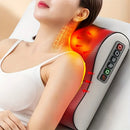 Neck Massager, Massage Pillow with 20 Massage Heads, Kneading and Heating Functions, 6-Button Control Suitable for Shoulders, Neck, Waist, and Back, Multi-Area Massager, Dual Modes for Home and Office Use, Holiday Gift