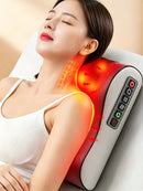 Neck Massager, Massage Pillow with 20 Massage Heads, Kneading and Heating Functions, 6-Button Control Suitable for Shoulders, Neck, Waist, and Back, Multi-Area Massager, Dual Modes for Home and Office Use, Holiday Gift