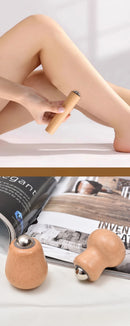 Wooden Roller Face Massager Rotatable Metal Ball Massage Stick Portable Meridian Acupoint Relief Body Beauty Massage Tool